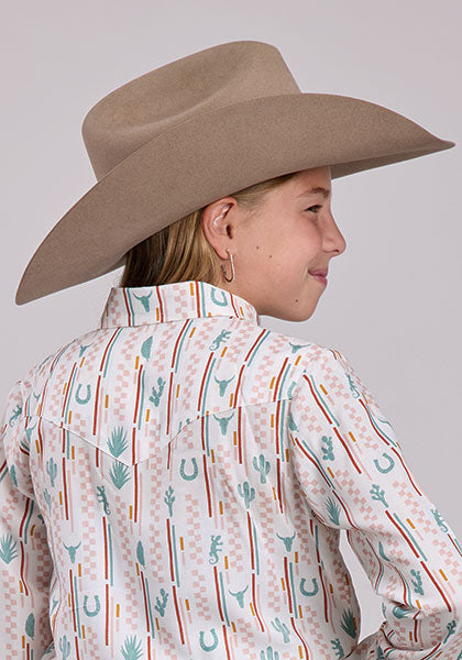 Girls Horse Shoe Button-up