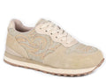 WOMENS FOOTWEAR JOGGER CREME COW SUEDE AND WESTERN STITCH
