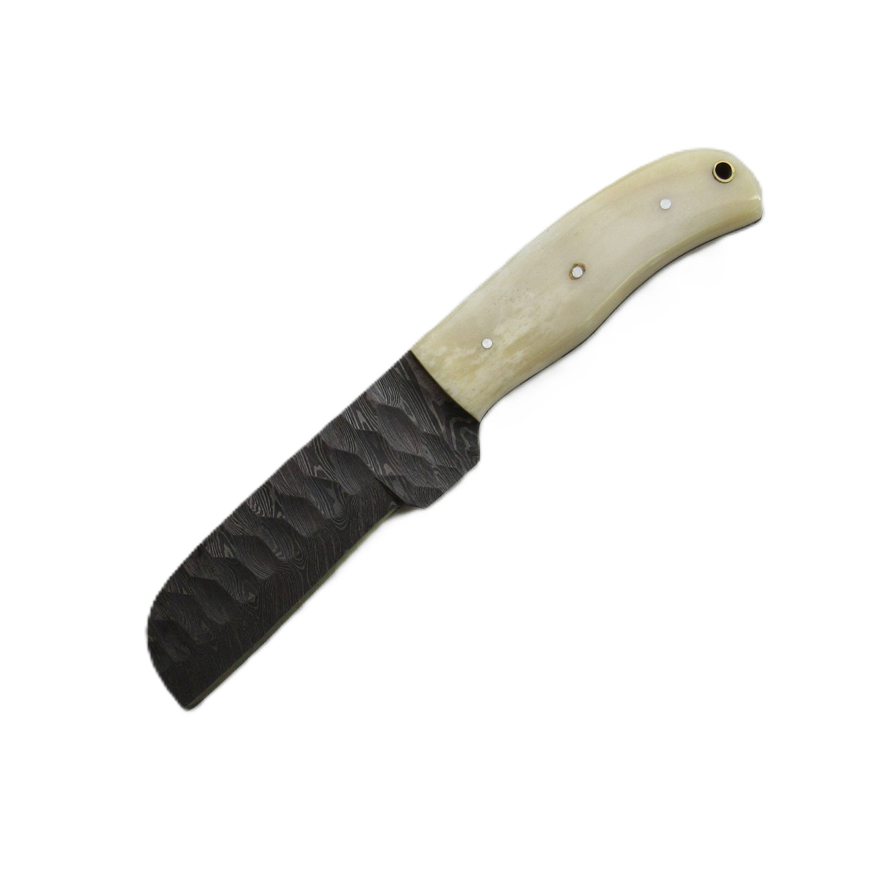 Longhorn Utility white Bull Knife - Fixed Blade - Damascus Steel