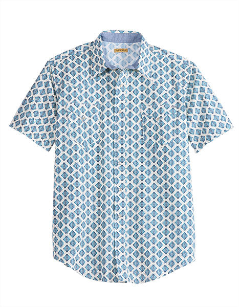 MENS S/S SHIRT   TIN HAUL Y/D ALLOVER PRINT -SNAP