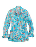 WOMENS L/S SHIRT   TIN HAUL Y/D ALLOVER PRINT -SNAP