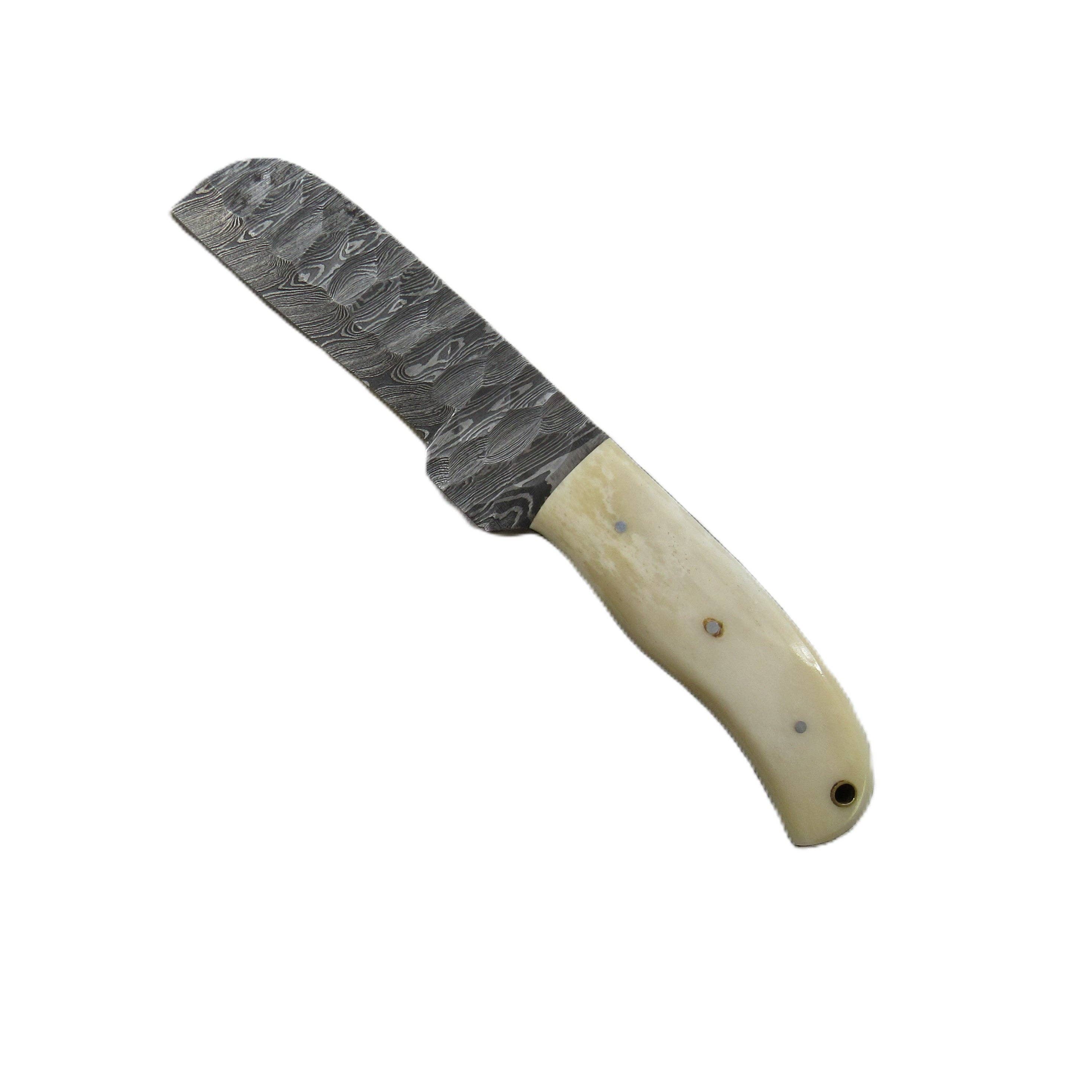 Longhorn Utility white Bull Knife - Fixed Blade - Damascus Steel