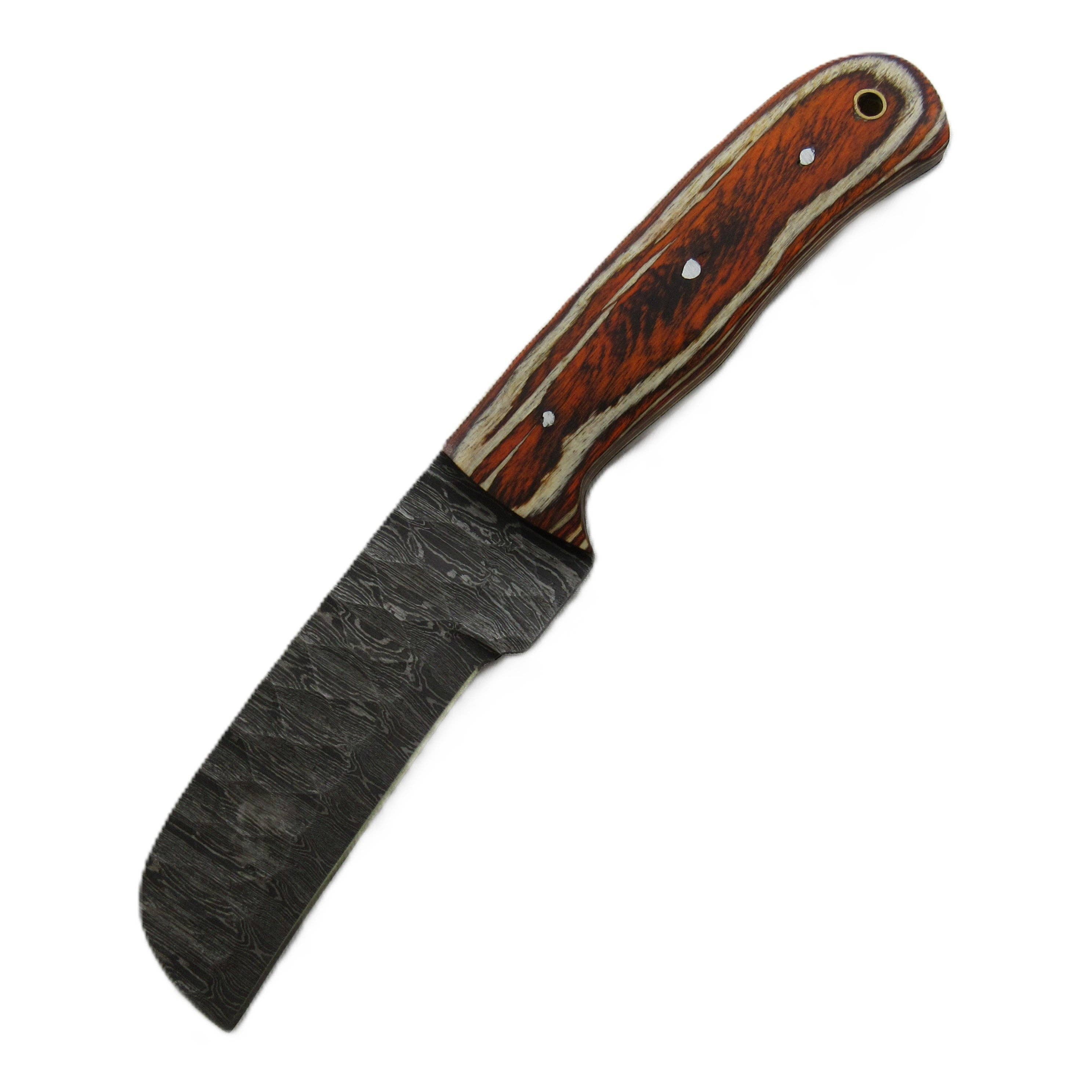 Longhorn Utility wood Bull Knife - Fixed Blade - Damascus Steel