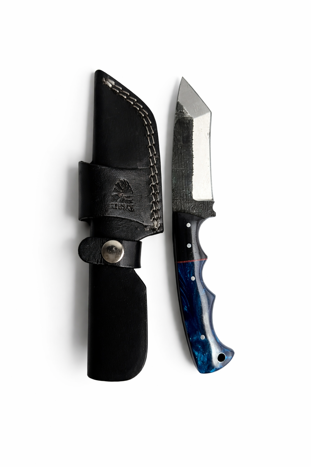 Hand-Forged Carbon Hammered Utility Knife with Resin Handle