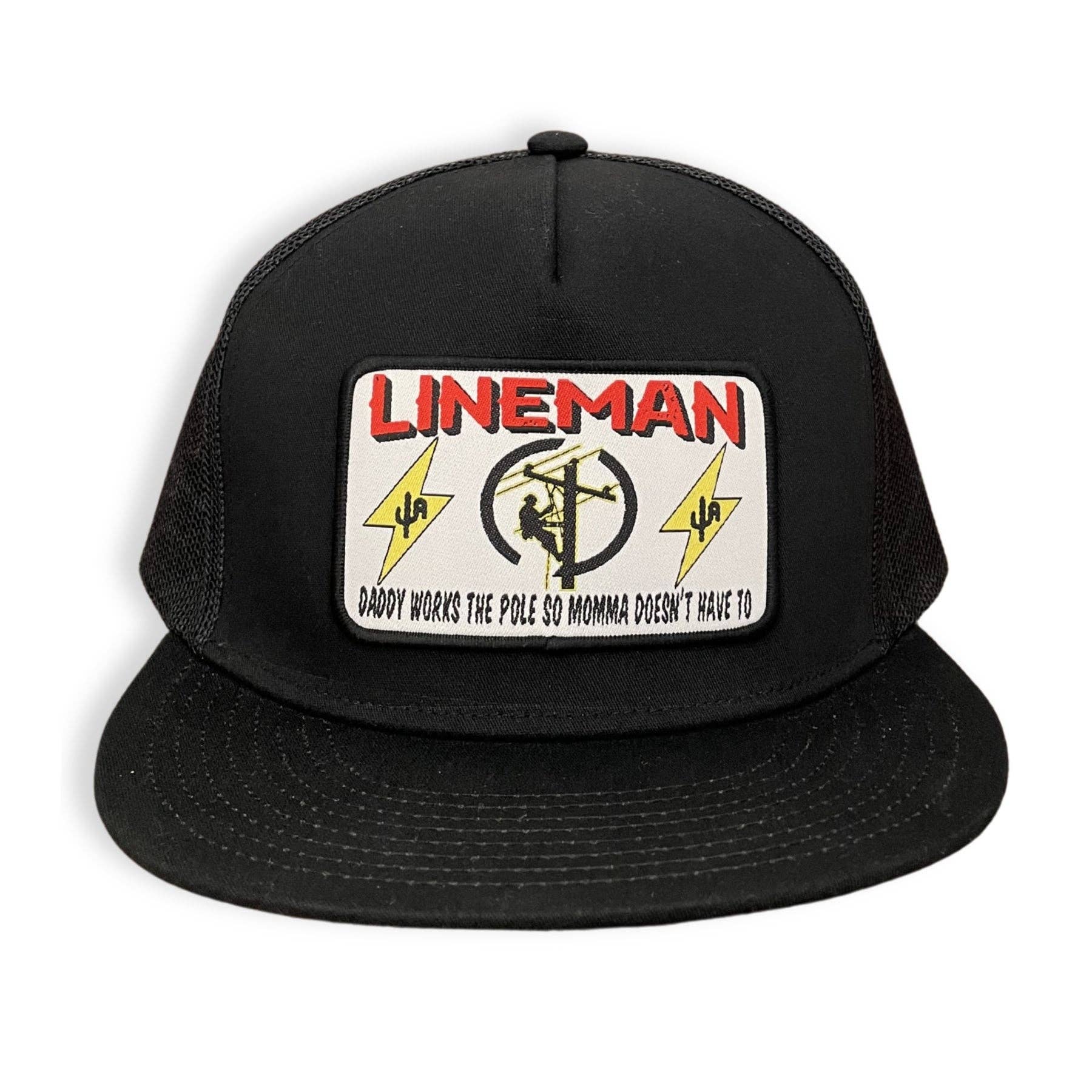 "Lineman" - 6006 Black/ Black Mesh, Snapback Cap (WESA JAN 2024)