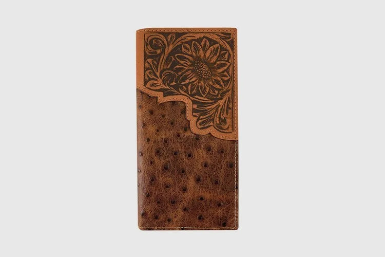 Ostrich and Floral Checkbook Wallet