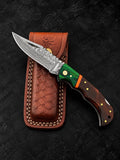 Emerald Crest Damascus Folding Knife TKT-41