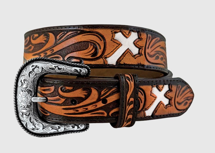 Mens Belt white cross