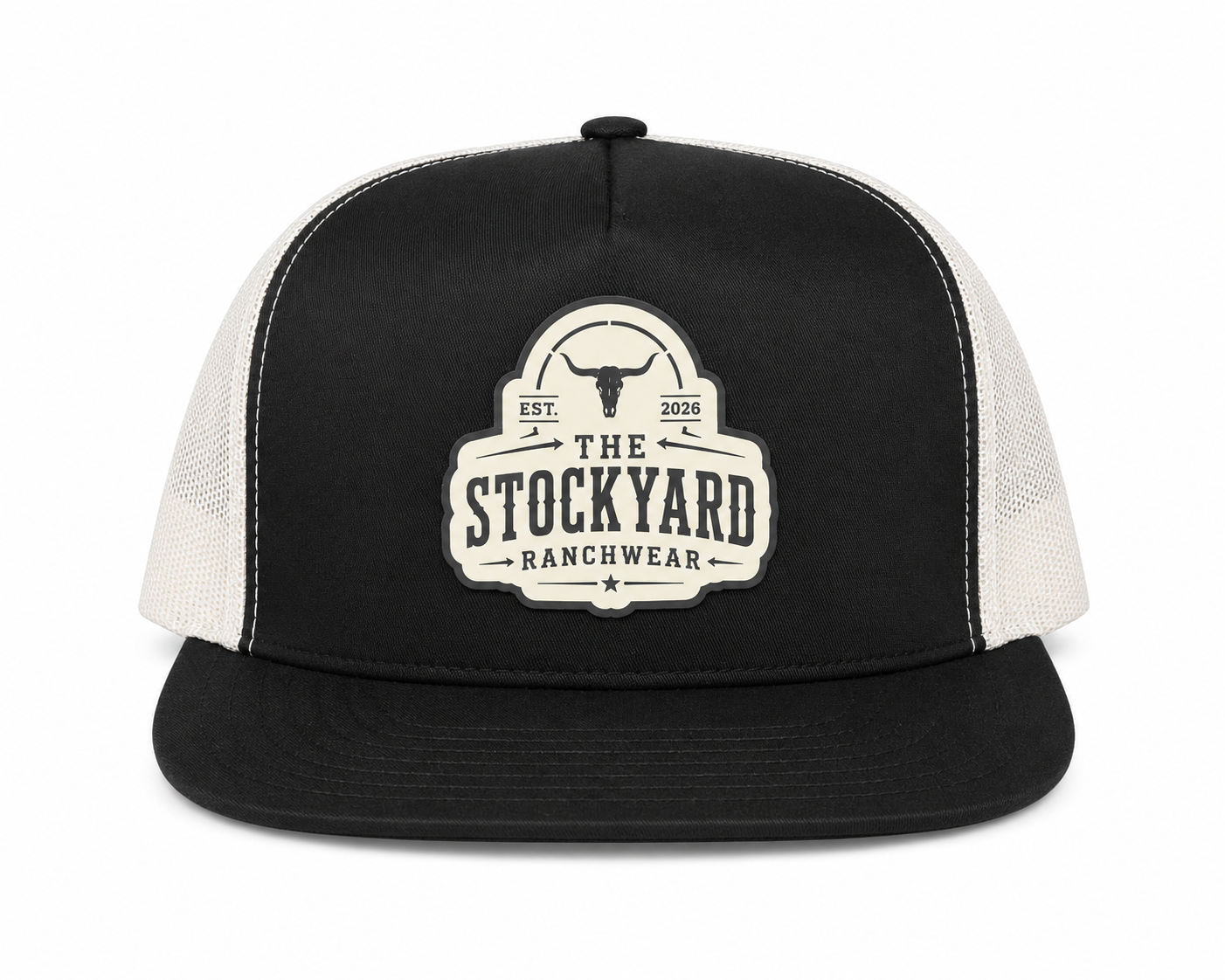 The Stockyard Ranchwear Signature Snapback Hat – Black/White