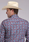 RED BLUE PAISLEY LONG SLEEVE BUTTON UP