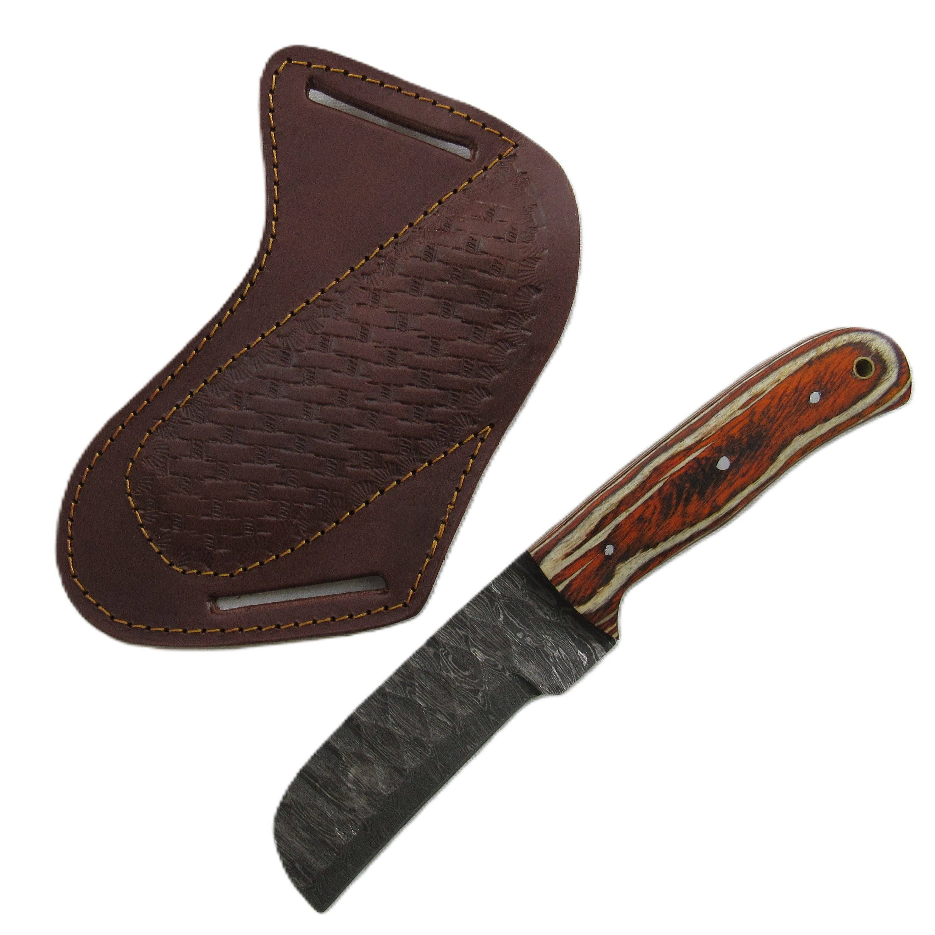 Longhorn Utility wood Bull Knife - Fixed Blade - Damascus Steel